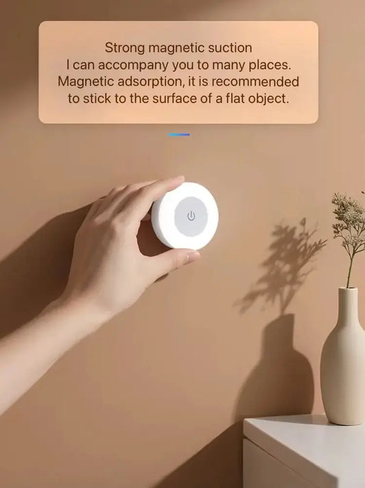 Energy Saving Led Touch Sensor Night Lights USB Rechargeable Magnetic Wall Light Room Aisle Bedroom Round Portable Night Lamp