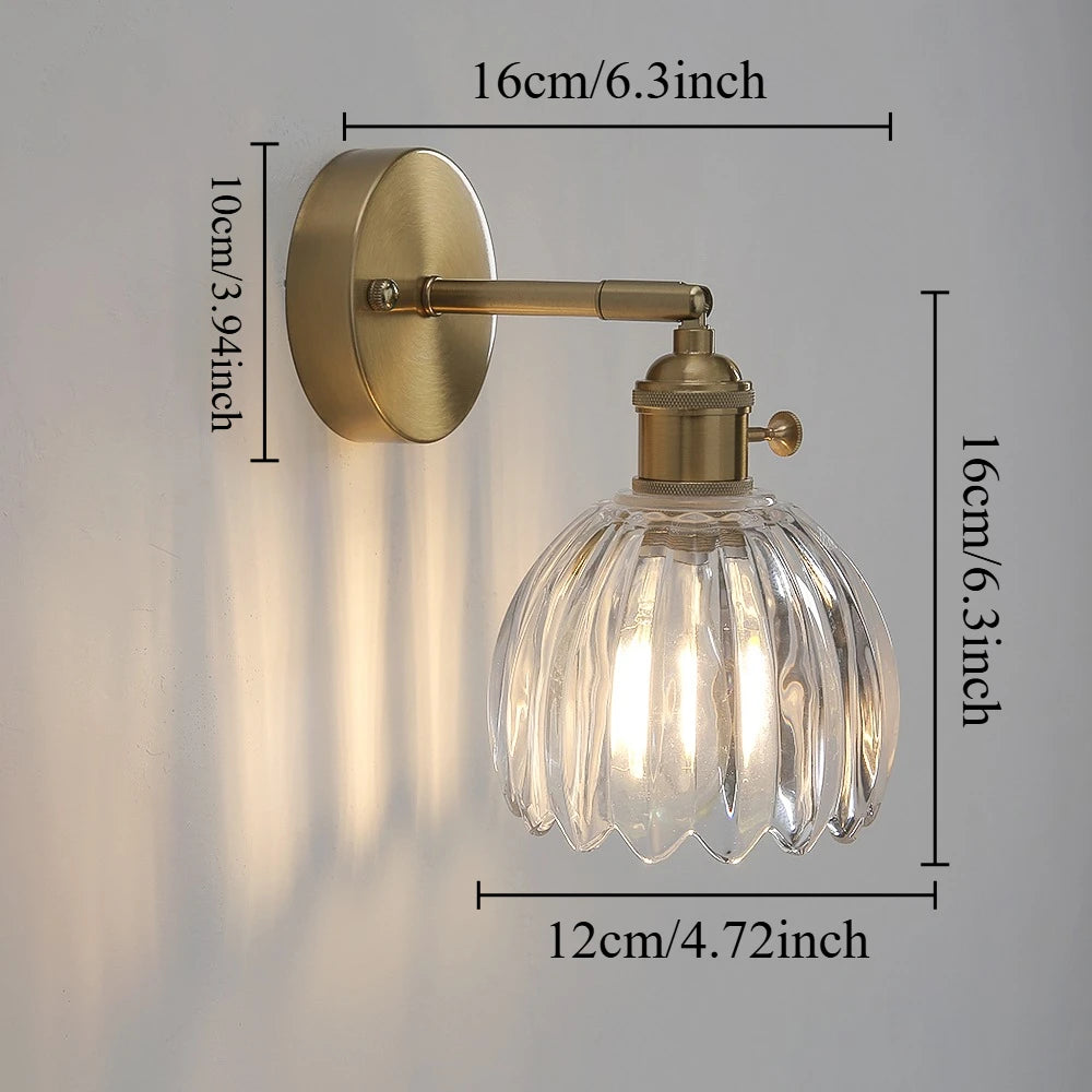 Nordic Vintage Wall Lamp Green Tulip Glass Wall Lamp Shade Living Room Background Wall Lights Bedroom Door Lamp Bedside Lights