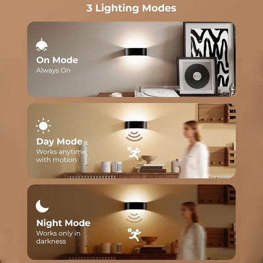 New 2/4Pcs Motion Sensor 15 RGB Night Lamp Dimmable Up Down LED Wall Light Rechargeable Cordless Timing Setting Light Home Decor