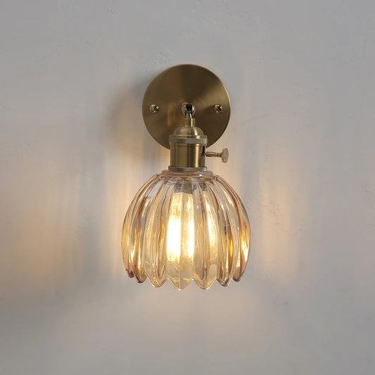 Nordic Vintage Wall Lamp Green Tulip Glass Wall Lamp Shade Living Room Background Wall Lights Bedroom Door Lamp Bedside Lights
