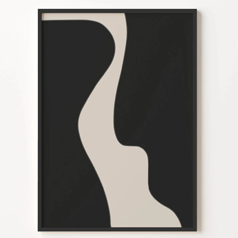 Abstract Minimal Art Print Line Drawing Poster Beige And Black Canvas Painting Modern Wall Picture Living Room Decoration