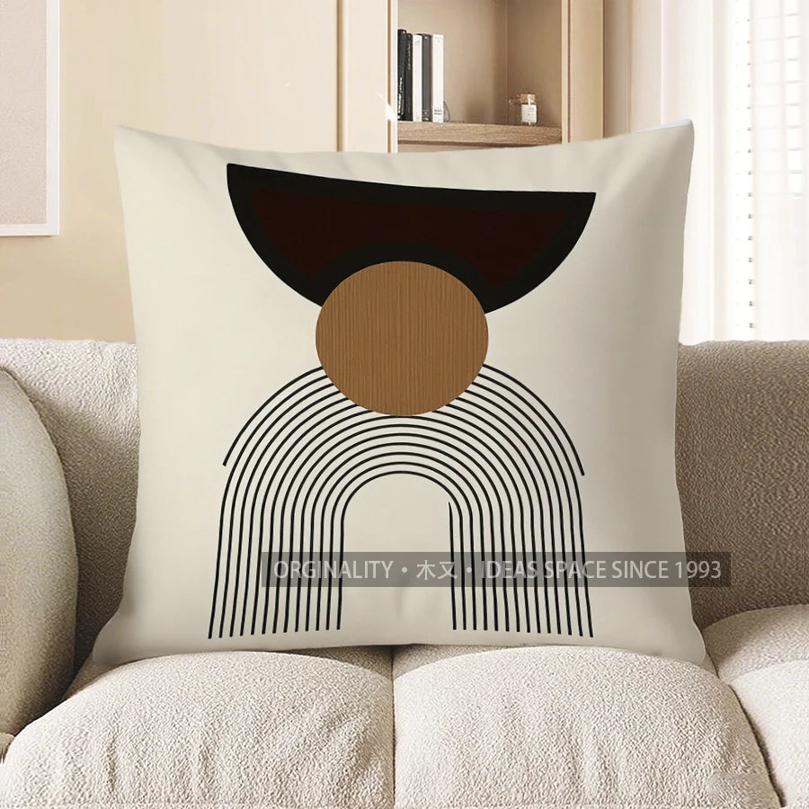 Home Decor Modern Geometric Black & White Throw Pillow Pattern Cushion Cover Suitable for Sofa Bedroom Car Pillow Cover