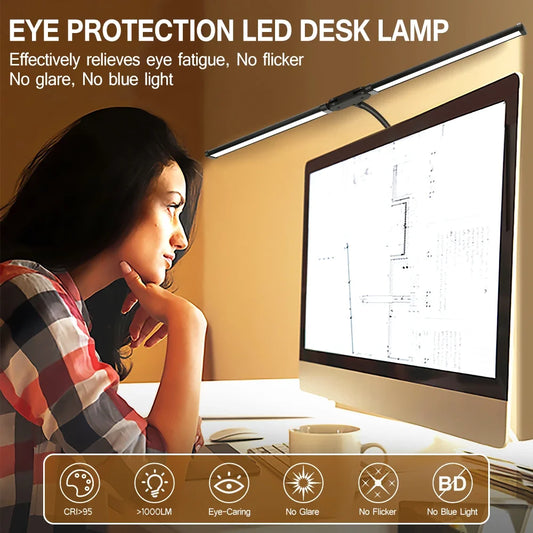 Double Head LED Desk Lamp Dimmable PC Monitor Light USB Table Lamps Reading Lights Eye Protection 3 Color Mode For Office