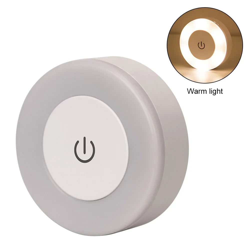 Energy Saving Led Touch Sensor Night Lights USB Rechargeable Magnetic Wall Light Room Aisle Bedroom Round Portable Night Lamp