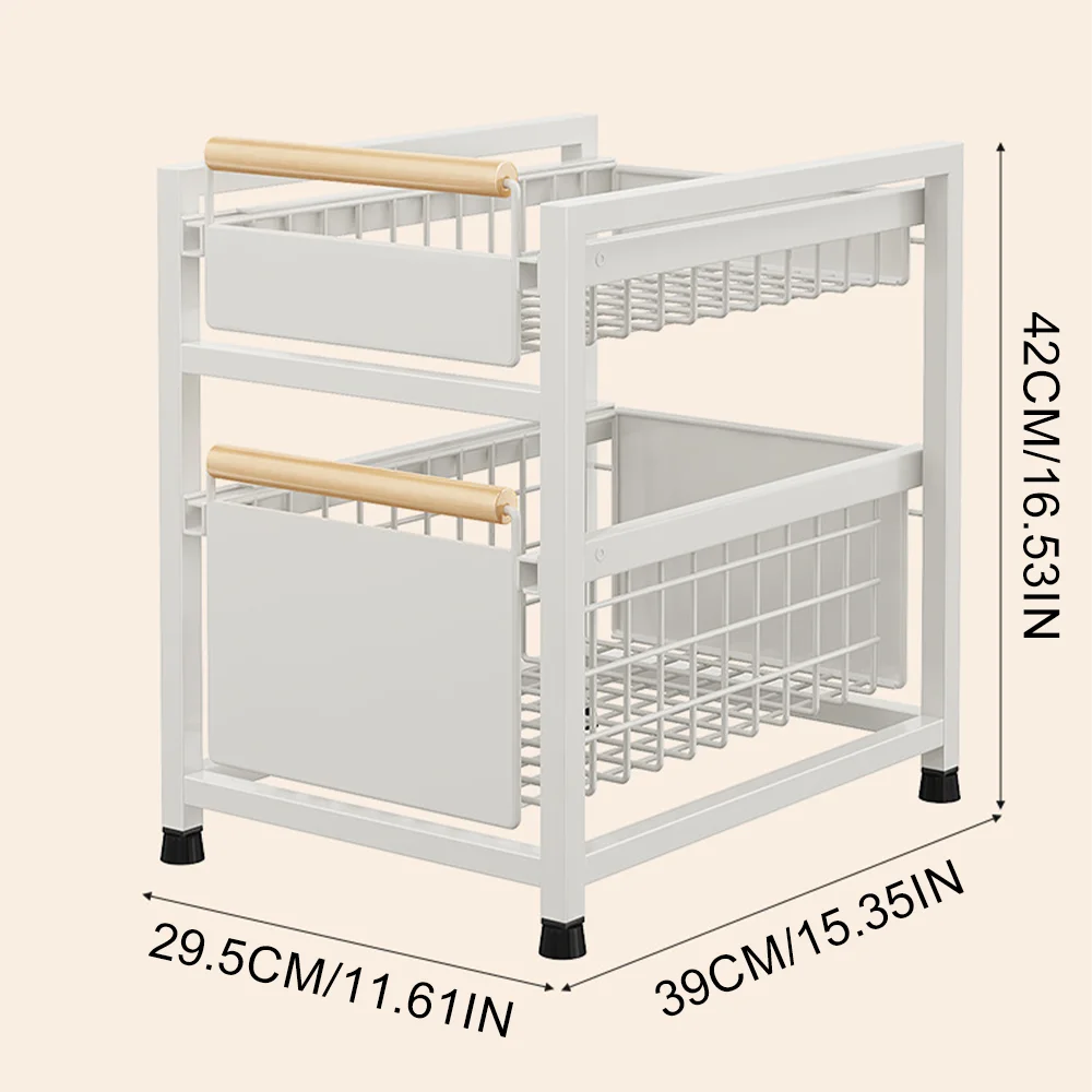 2 Tier Pull Out Cabinet Holder Adjustable Kitchen Storage Rack Under Sink Organizer Spice Jar Storage Rack Slide Drawer Shelf ﻿