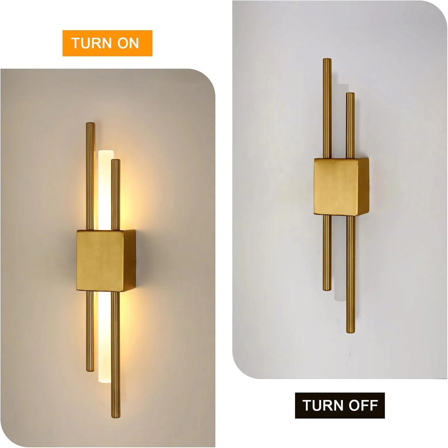 10W LED Wall Lights,Double Parallel Cylindrical Interior Wall Sconce,Bathroom Mirror Sconce for Bedroom (Warm White 3000K,Gold)