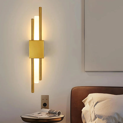 10W LED Wall Lights,Double Parallel Cylindrical Interior Wall Sconce,Bathroom Mirror Sconce for Bedroom (Warm White 3000K,Gold)