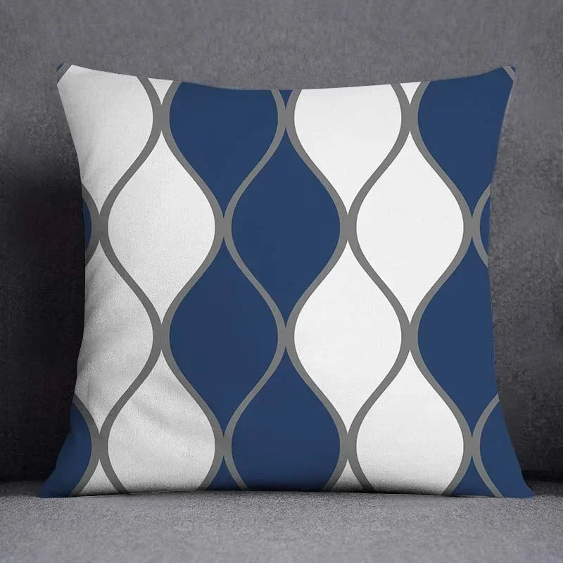 45x45CM Cushion Cover Geometric Pattern Polyester Blue Grey Pillowcase Upholstery Sofa Cushion Throw Pillow Home Decor Pillowcas