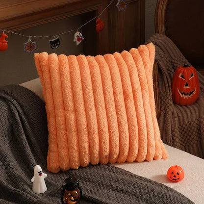 Faux Rabbit Fur Cushion Cover Plush Pillow Cover Soft Fluffy Striped Cushion Cover Decorative Pillows Luxury Home Decor for Sofa