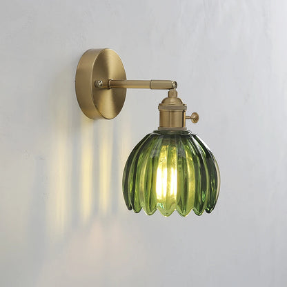 Nordic Vintage Wall Lamp Green Tulip Glass Wall Lamp Shade Living Room Background Wall Lights Bedroom Door Lamp Bedside Lights