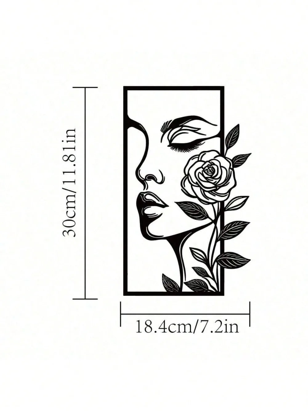 1pc Woman Flower Metal Wall Art Decor Modern Home Gift Aesthetic Portrait Face Outline Bedroom Room Decor