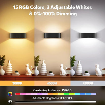 New 2/4Pcs Motion Sensor 15 RGB Night Lamp Dimmable Up Down LED Wall Light Rechargeable Cordless Timing Setting Light Home Decor