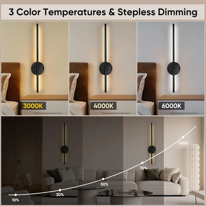 2PCS Rechargeable Wall Light LED 50cm/80cm Dimming Indoor Wall Sconce with Remote Beside Bedroom Lamp Home Decor Wiring Free