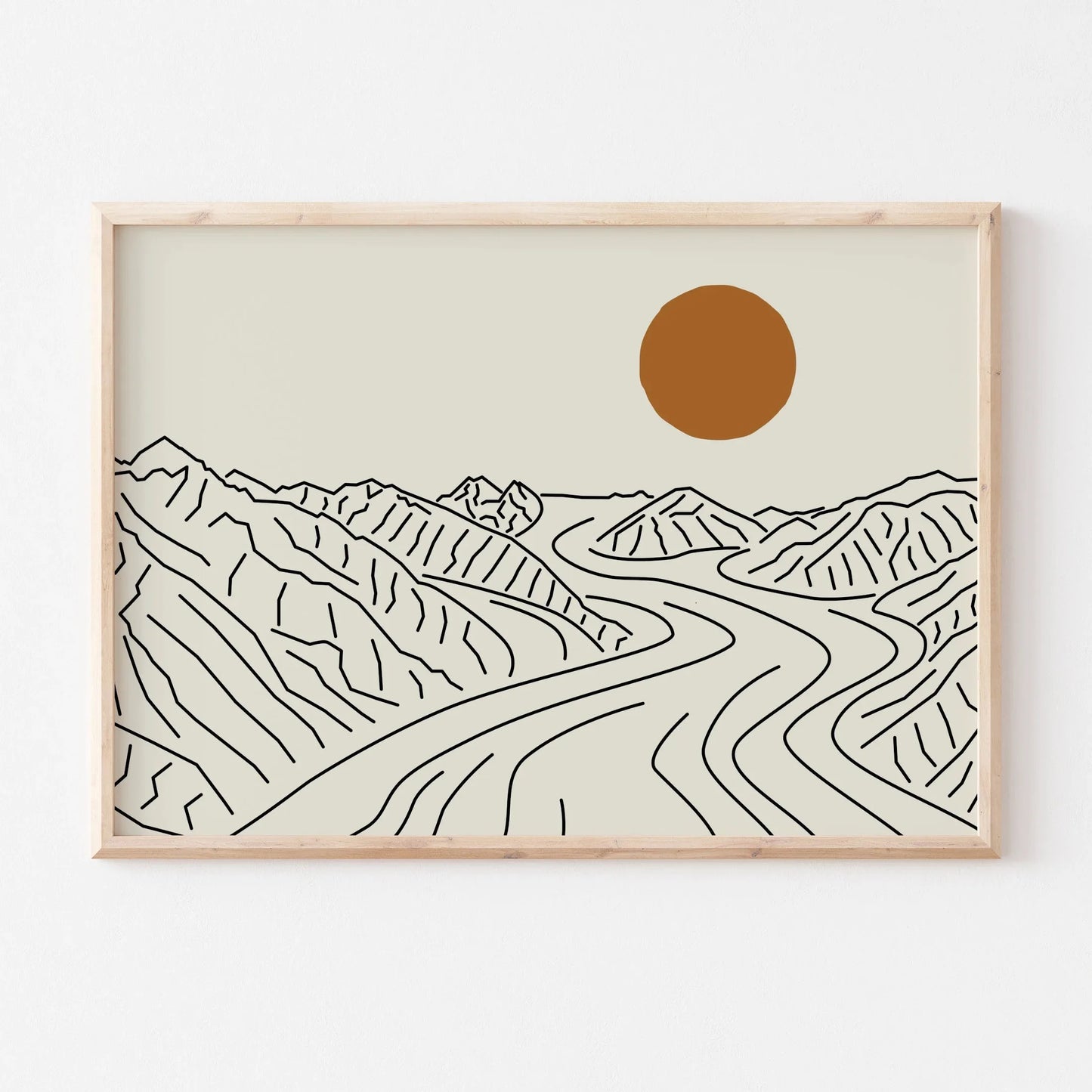 3pcs/set Japanese Alps Sunrise Canvas Printing Abstract Line Landscape Wall Art Art Poster for Modern Living Room & Home Decor