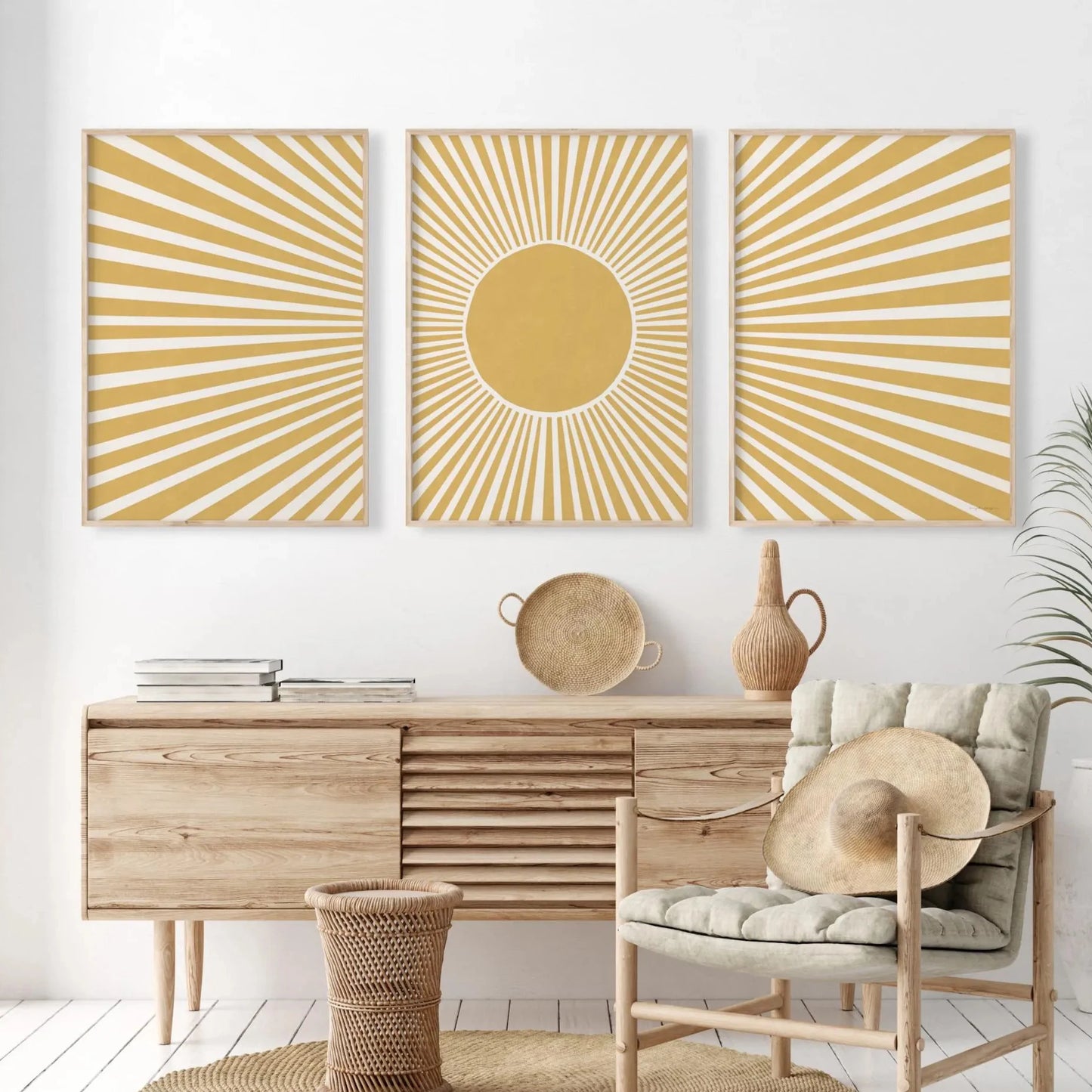 3pcs/set Japanese Alps Sunrise Canvas Printing Abstract Line Landscape Wall Art Art Poster for Modern Living Room & Home Decor