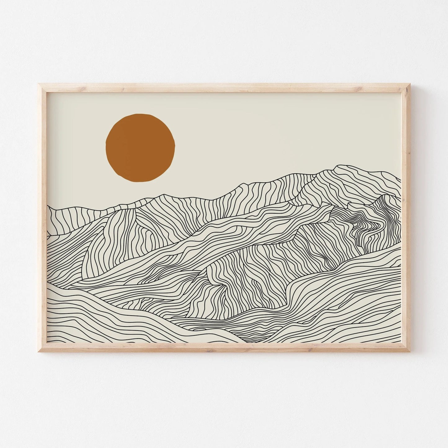 3pcs/set Japanese Alps Sunrise Canvas Printing Abstract Line Landscape Wall Art Art Poster for Modern Living Room & Home Decor