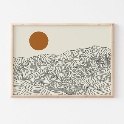 3pcs/set Japanese Alps Sunrise Canvas Printing Abstract Line Landscape Wall Art Art Poster for Modern Living Room & Home Decor