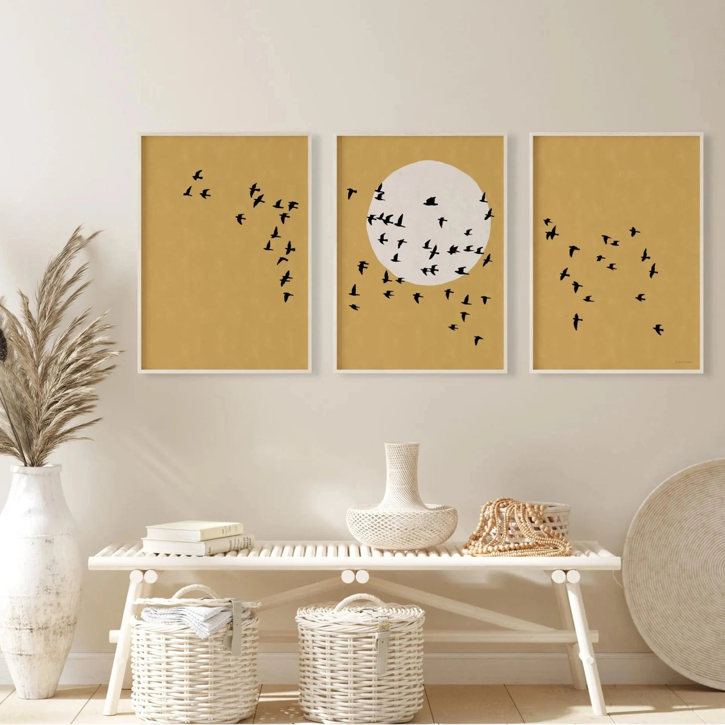 3pcs/set Japanese Alps Sunrise Canvas Printing Abstract Line Landscape Wall Art Art Poster for Modern Living Room & Home Decor