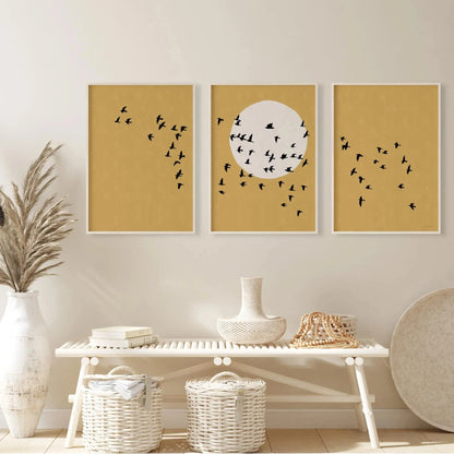 3pcs/set Japanese Alps Sunrise Canvas Printing Abstract Line Landscape Wall Art Art Poster for Modern Living Room & Home Decor