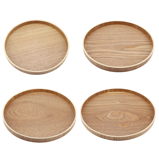 1PCS Round Bamboo Tray Saucer Flower Pot Tray Cup Pad Coaster Plate Kitchen Decorative Plate Creative Coaster Coffee Cup Mat