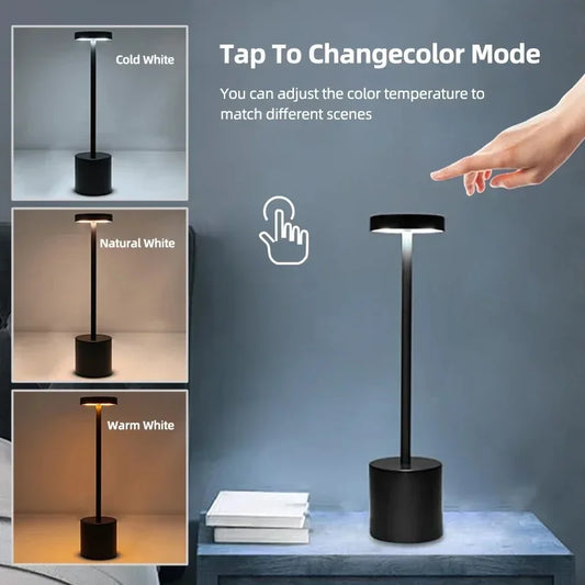 Rechargeable LED Desk Lamp,3 Color Changing & Dimmable,Touch Control Night Light,Bedroom,Modern Ambient Light Bar,Office,Home