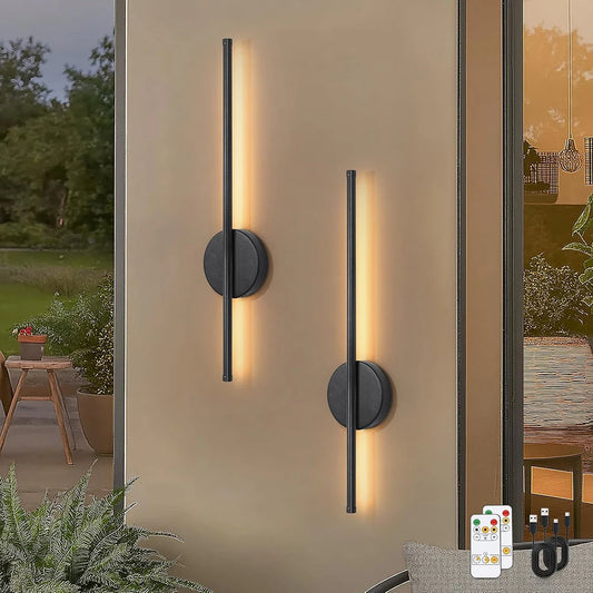 2PCS Rechargeable Wall Light LED 50cm/80cm Dimming Indoor Wall Sconce with Remote Beside Bedroom Lamp Home Decor Wiring Free