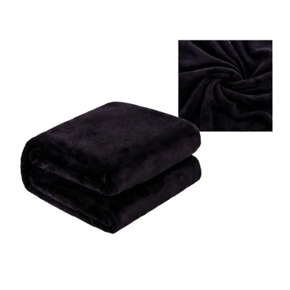 250GSM Black Flannel Blanket Soft Plush Fleece Throw Warm Cozy Bed Cover for Sofa Bedroom All Season Blanket Queen King Size