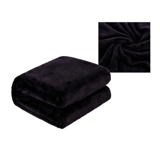 250GSM Black Flannel Blanket Soft Plush Fleece Throw Warm Cozy Bed Cover for Sofa Bedroom All Season Blanket Queen King Size