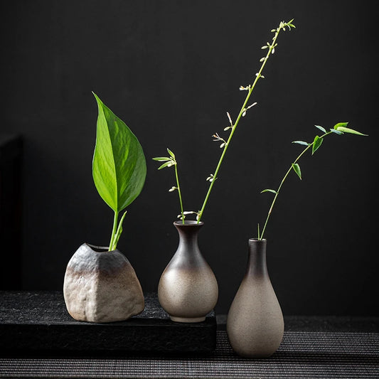 Ceramics Vintage Flower Vase Desktop Flower Bottle Aesthetic Retro Flower Pot Hydroponics Flower Arrangement Flower Vases