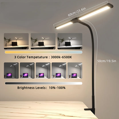 Double Head LED Desk Lamp Dimmable PC Monitor Light USB Table Lamps Reading Lights Eye Protection 3 Color Mode For Office