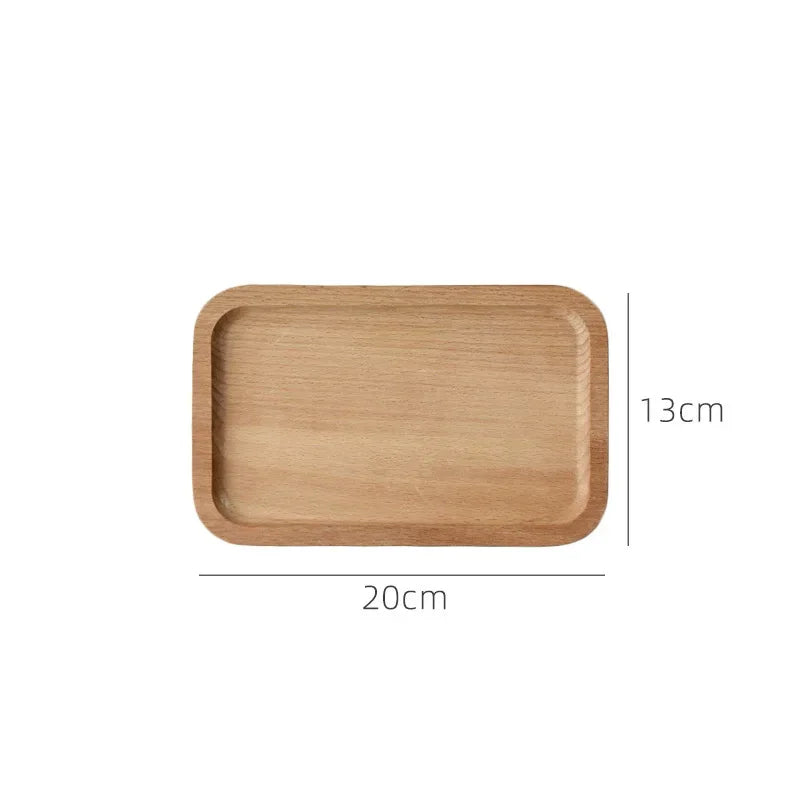 1PC Japanese-Style Tableware Solid Wood Dessert Plate Wooden Tray Snack Plate Fruit Plate Beech Oval Tray Cup Pad Coaster Plate