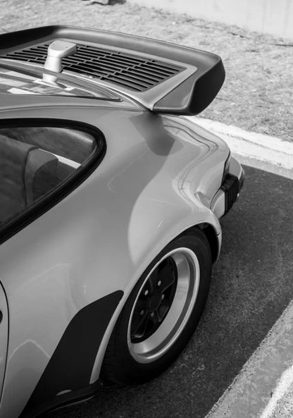 AZNM Vintage Porsche Classic Car Wall Art Print, Single Unframed Canvas Poster, Featuring Black and White Photography of Retro P