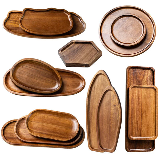 Creative Wooden Serving Tray - Multi-Functional Coffee Coaster & Plate, for Coffee Shops, Kitchens & Homes, for Teacups & Fruits