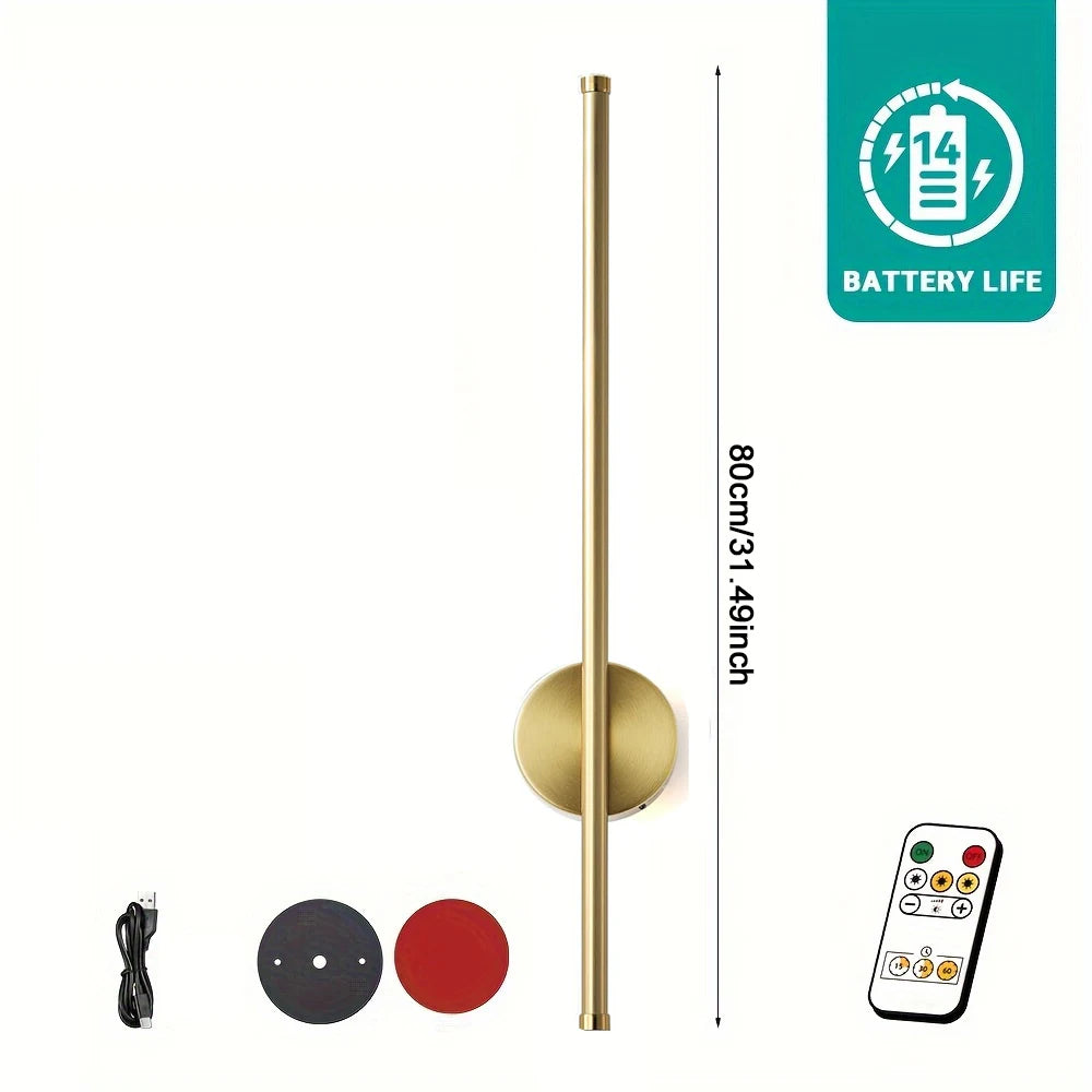 2PCS Rechargeable Wall Light LED 50cm/80cm Dimming Indoor Wall Sconce with Remote Beside Bedroom Lamp Home Decor Wiring Free