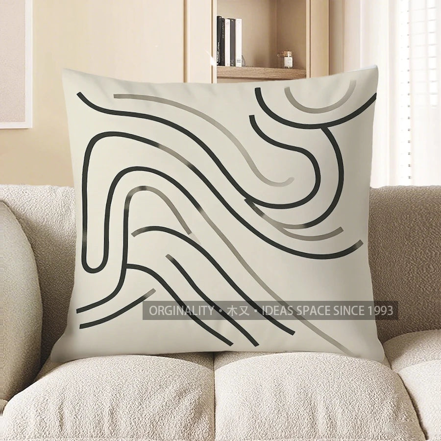 Home Decor Modern Geometric Black & White Throw Pillow Pattern Cushion Cover Suitable for Sofa Bedroom Car Pillow Cover