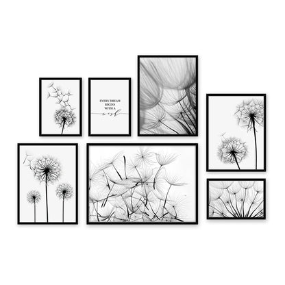 Dandelion Flower Black and White Decorative Canvas Art Print Poster Nordic Modern Painting Wall Elegant Picture for Living Room