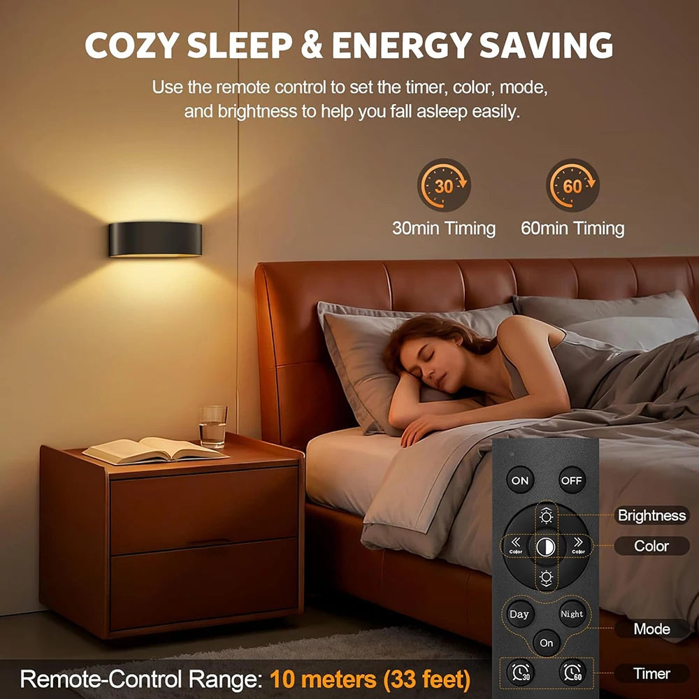 New 2/4Pcs Motion Sensor 15 RGB Night Lamp Dimmable Up Down LED Wall Light Rechargeable Cordless Timing Setting Light Home Decor