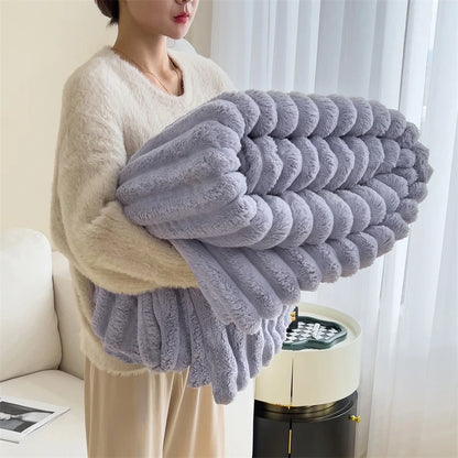 Soft Plush Warm Winter Blanket Carving Thick Cozy Bedspreads and Coverlets for Bed Sofa Throw Blanket Single Couple Size
