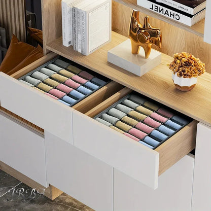 1pc Fabric Storage Box with 24 Compartments - Foldable Stackable Organizer for Socks Ties Underwear Space-Saving Drawer Divider