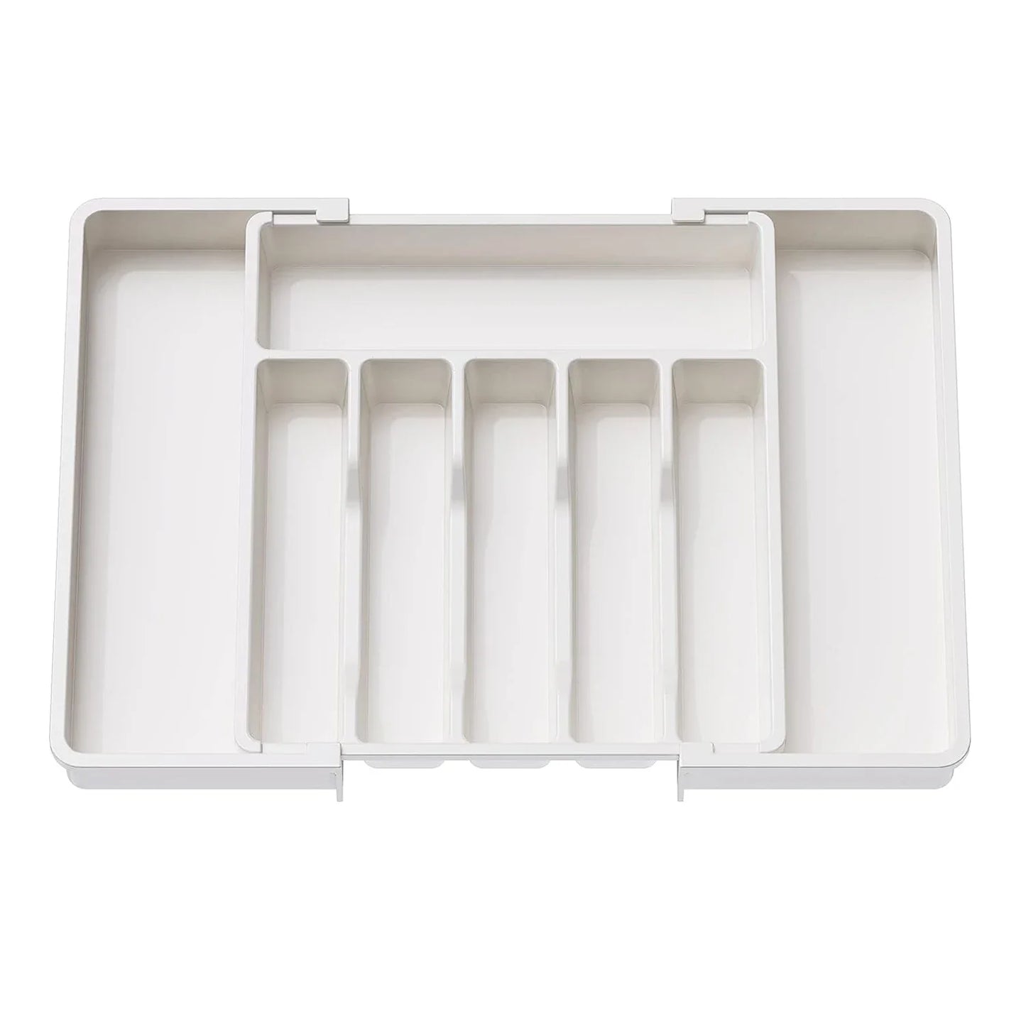 Silverware Drawer Organizer, Adjustable Expandable Utensil Tray, Plastic Cutlery Storage for Flatware, Knives, Spoons, Gadgets