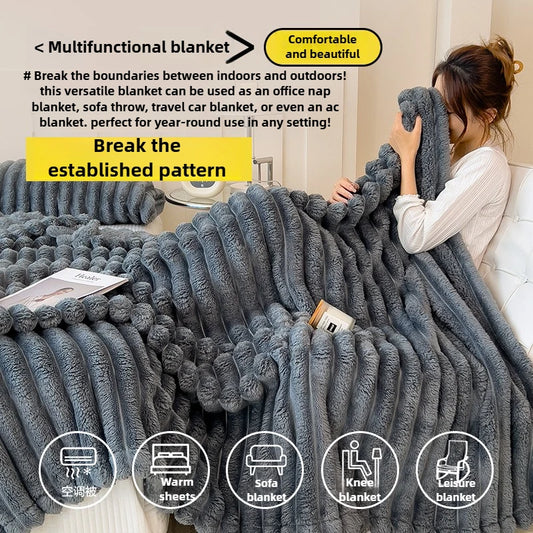 New Artificial Rabbit Plush Spring Blanket Warmth Comfortable Sofa Blankets Thickened Warm Multi-functional Throw Blanket Autumn