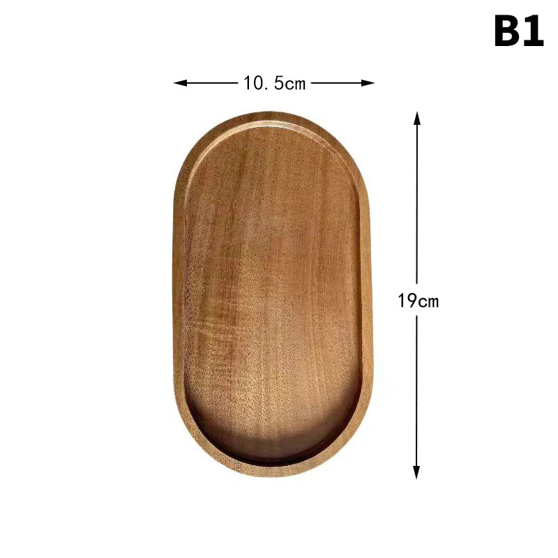 1PCS Tableware Solid Wood Round Dessert Plate Japanese-style Wooden Tray Snack Plate Dried Fruit Plate Wooden Plate