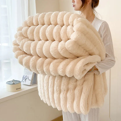 New Artificial Rabbit Plush Spring Blanket Warmth Comfortable Sofa Blankets Thickened Warm Multi-functional Throw Blanket Autumn