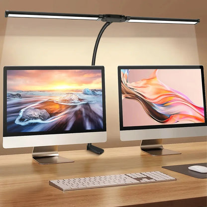 Double Head LED Desk Lamp Dimmable PC Monitor Light USB Table Lamps Reading Lights Eye Protection 3 Color Mode For Office