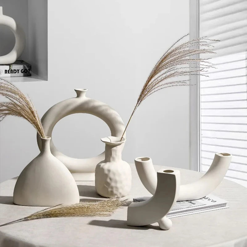 Modern Simple Ceramic Art Vase Dried Flowers Flower Arrangement Ornament Bedroom Desktop Home Decor Photography Background Decor