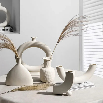 Modern Simple Ceramic Art Vase Dried Flowers Flower Arrangement Ornament Bedroom Desktop Home Decor Photography Background Decor