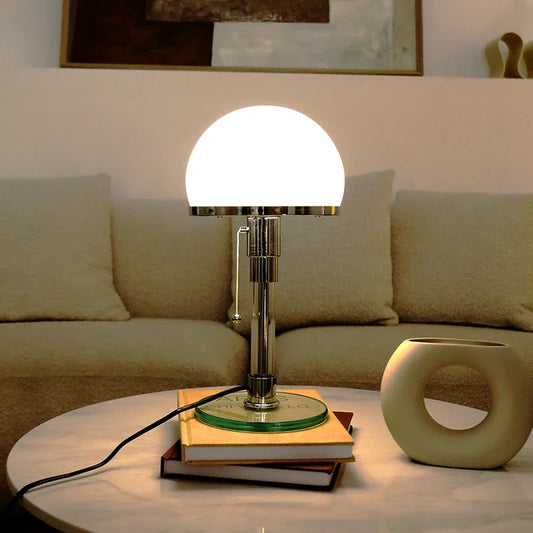 Modern Minimalist White Glass Lampshade LED Reading Desk Lamp Bauhaus Study Bedroom Indoor Homeing Decoration Lighting Fixtures