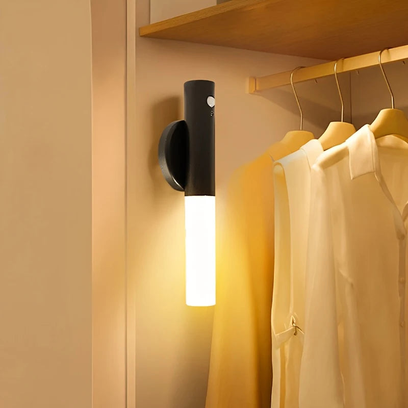 Magnetic LED Wall Light Motion Sensor 360°Rotation LED Rechargeable Night Light Wood Grain Wall Lamp Kitchen Light Lamp