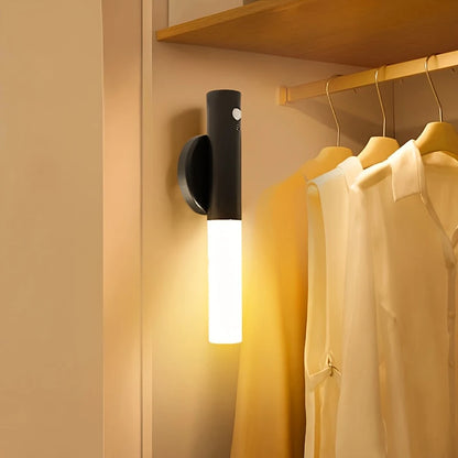 Magnetic LED Wall Light Motion Sensor 360°Rotation LED Rechargeable Night Light Wood Grain Wall Lamp Kitchen Light Lamp
