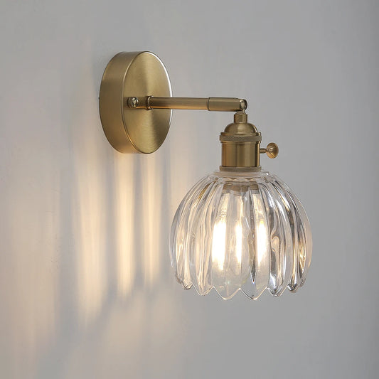 Nordic Vintage Wall Lamp Green Tulip Glass Wall Lamp Shade Living Room Background Wall Lights Bedroom Door Lamp Bedside Lights